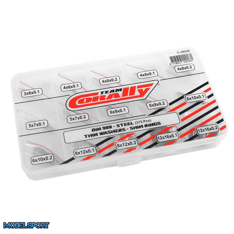 Team Corally - Shim Ring Set - Steel- 15 Sizes - 375pcs