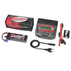 Team Corally - Energy Pack - Lipo 60C - 5500Mah - 2S - EC-5 - Hard Case + Ultra-X 80 - 1-6S AC/DC Charger + Lipo Safety Bag + Charge-Balance Lead