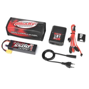 Team Corally - Energy Pack - Lipo 60C - 5500Mah - 2S - XT-90 - Hard Case + Racer 50 - 2-4S AC Charger + Lipo Safety Bag + Charge-Balance Lead