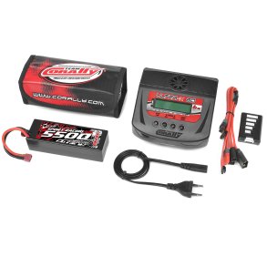 Team Corally - Energy Pack - Lipo 60C - 5500Mah - 3S - T-PLUG - Hard Case + Ultra-X 80 - 1-6S AC/DC Charger + Lipo Safety Bag + Charge-Balance Lead
