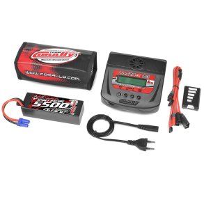 Team Corally - Energy Pack - Lipo 60C - 5500Mah - 3S - EC-5 - Hard Case + Ultra-X 80 - 1-6S AC/DC Charger + Lipo Safety Bag + Charge-Balance Lead