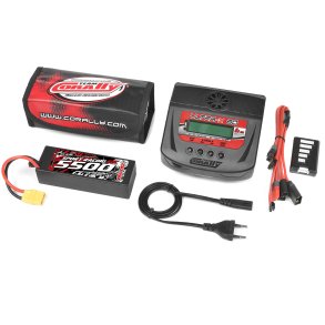 Team Corally - Energy Pack - Lipo 60C - 5500Mah - 3S - XT-90 - Hard Case + Ultra-X 80 - 1-6S AC/DC Charger + Lipo Safety Bag + Charge-Balance Lead