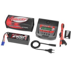 Team Corally - Energy Pack - Lipo 50C - 6700Mah - 4S - EC-5 - Hard Case + Ultra-X 80 - 1-6S AC/DC Charger + Lipo Safety Bag + Charge-Balance Lead