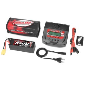 Team Corally - Energy Pack - Lipo 50C - 6700Mah - 4S - XT-90 - Hard Case + Ultra-X 80 - 1-6S AC/DC Charger + Lipo Safety Bag + Charge-Balance Lead