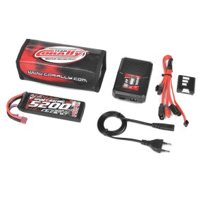 Team Corally - Energy Pack - Lipo 60C - 5200MAH - 2S - T-Plug - Semi-Soft Case + Racer 50 - 2-4S AC Charger + Lipo Safety Bag + Charge-Balance Lead