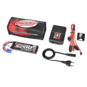 Team Corally - Energy Pack - Lipo 60C - 5200MAH - 2S - EC-5 - Semi-Soft Case + Racer 50 - 2-4S AC Charger + Lipo Safety Bag + Charge-Balance Lead