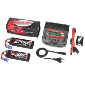 Team Corally - Energy Pack - 2X Lipo 60C - 5200MAH - 3S - EC-5 - Semi-Soft Case + Ultra-X 80 - 1-6S AC/DC Charger + Lipo Safety Bag + Charge-Balance Lead