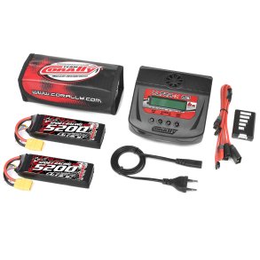 Team Corally - Energy Pack - 2X Lipo 60C - 5200MAH - 3S - XT-90 - Semi-Soft Case + Ultra-X 80 - 1-6S AC/DC Charger + Lipo Safety Bag + Charge-Balance Lead