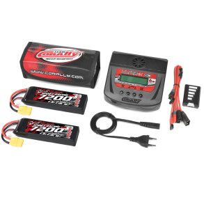Team Corally - Energy Pack - 2X Lipo 60C - 7200Mah - 3S - XT-90 - Semi-Soft Case + Ultra-X 80 - 1-6S AC/DC Charger + Lipo Safety Bag + Charge-Balance Lead