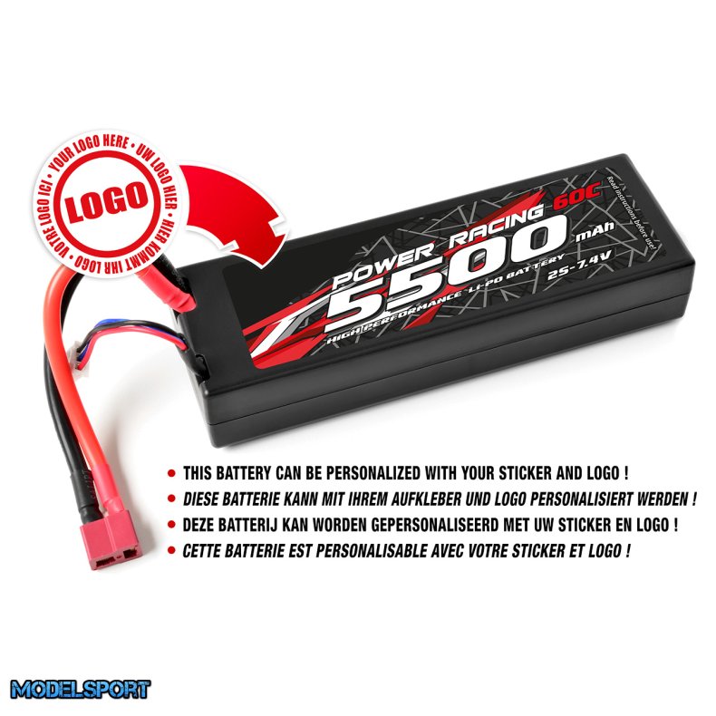 Private Label - Power Racing 60C - 5500Mah - 2S - 7,4V - T-Plug - Hard Case