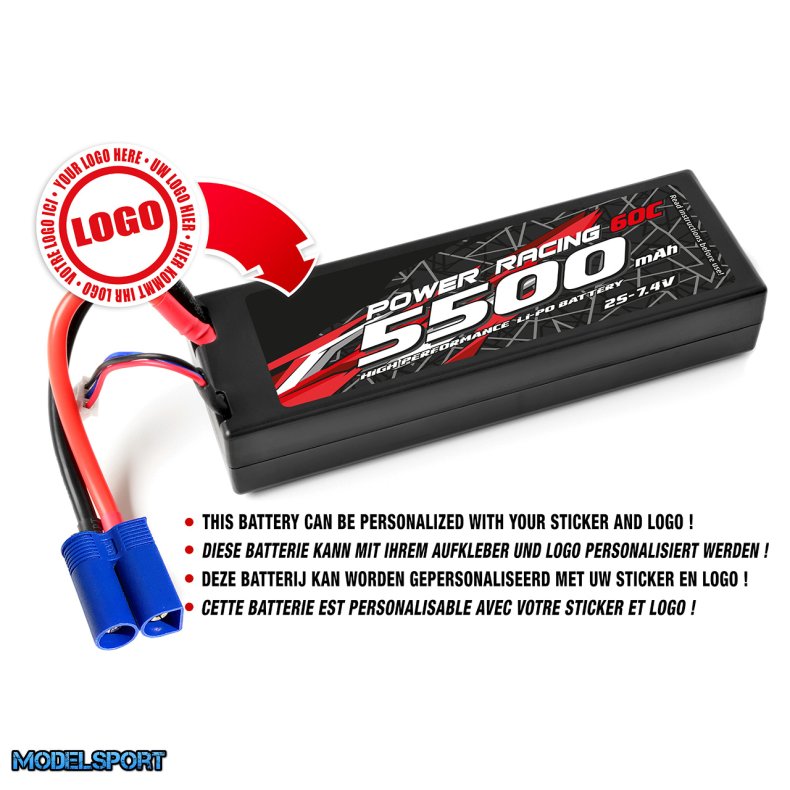 Private Label - Power Racing 60C - 5500Mah - 2S - 7,4V - EC-5 - Hard Case