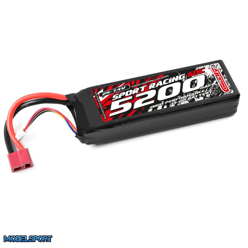 Team Corally - Power Racing 60C - 5200MAH - 2S - 7,4V - T-Plug - Semi-Soft Case