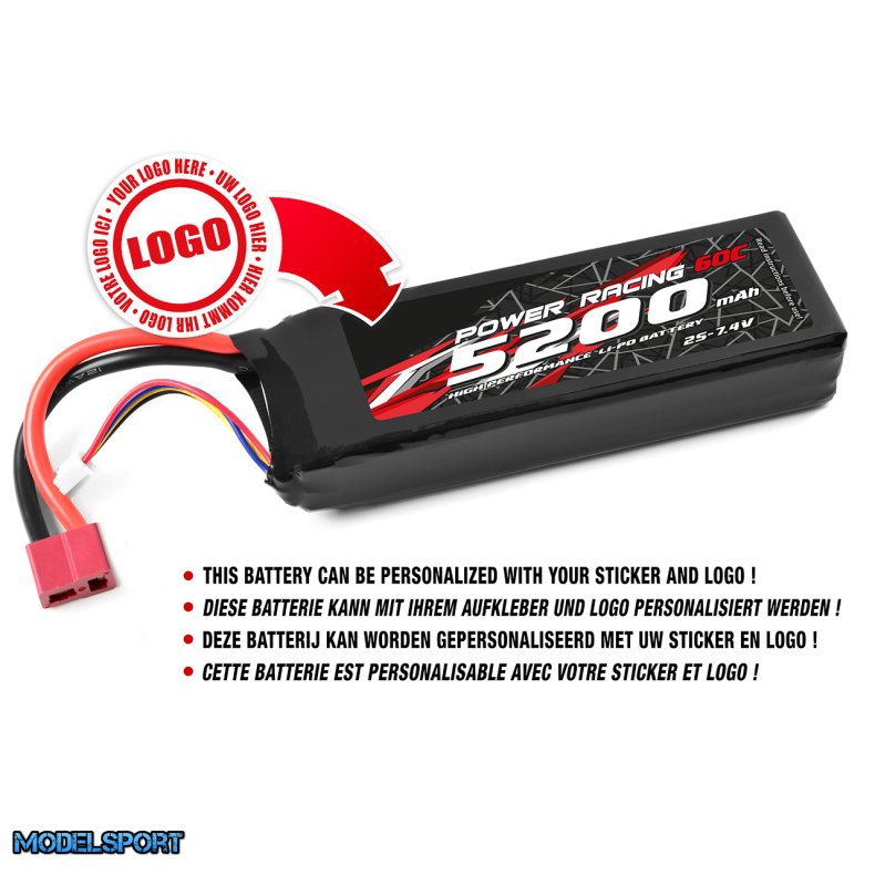 Private Label - Power Racing 60C - 5200MAH - 2S - 7,4V - T-Plug - Semi-Soft Case