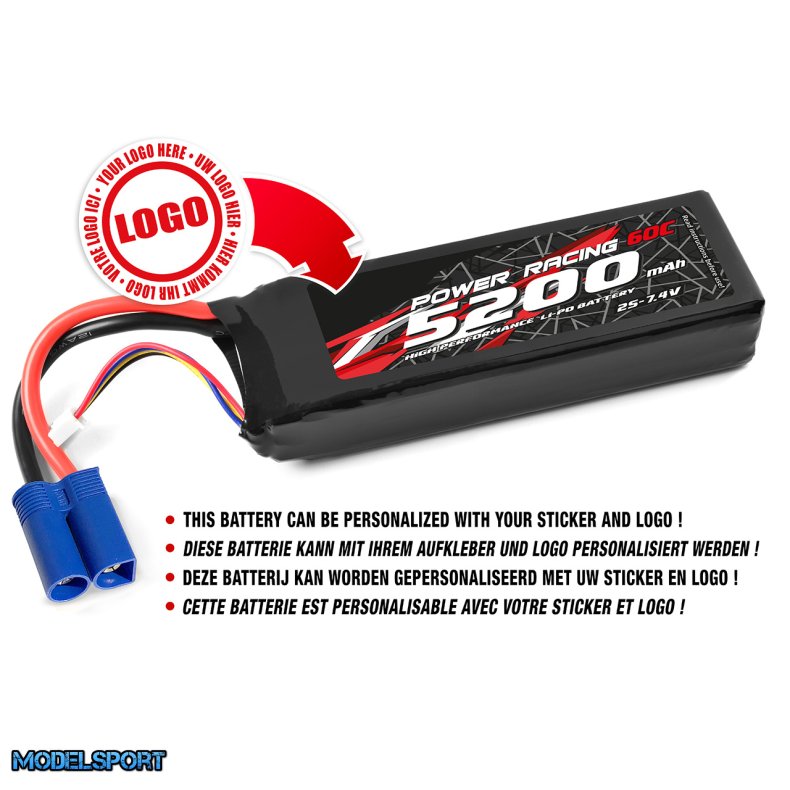 Private Label - Power Racing 60C - 5200MAH - 2S - 7,4V - EC-5 - Semi-Soft Case