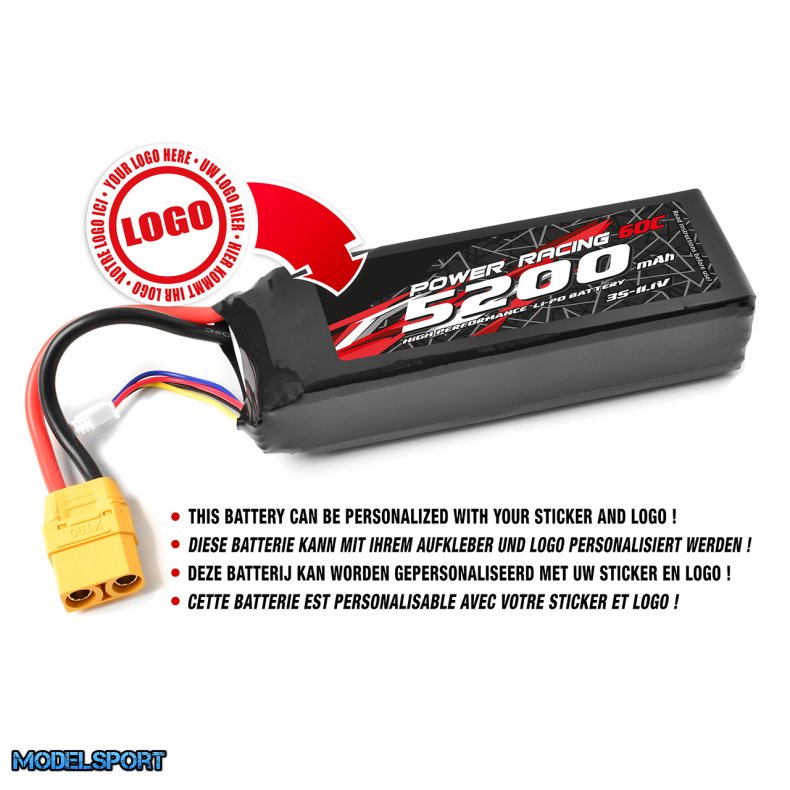 Private Label - Power Racing 60C - 5200MAH - 3S - 11,1V - XT-90 - Semi-Soft Case