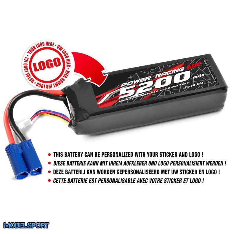 Private Label - Power Racing 60C - 5200MAH - 4S - 14,8V - EC-5 - Semi-Soft Case