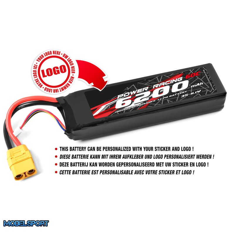 Private Label - Power Racing 60C - 6200Mah - 3S - 11,1V - XT-90 - Semi-Soft Case