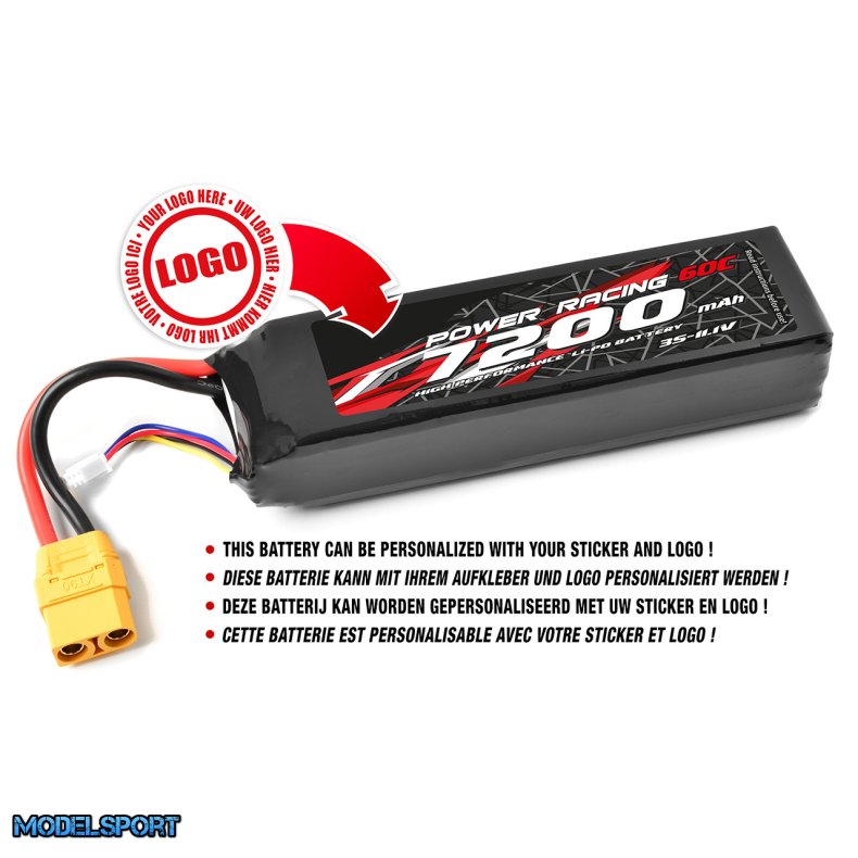 Private Label - Power Racing 60C - 7200Mah - 3S - 11,1V - XT-90 - Semi-Soft Case