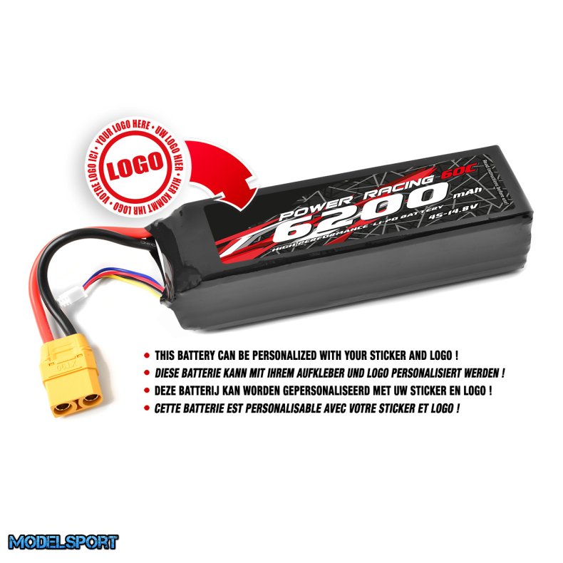 Private Label - Power Racing 60C - 6200Mah - 4S - 14,8V - XT-90 - Semi-Soft Case