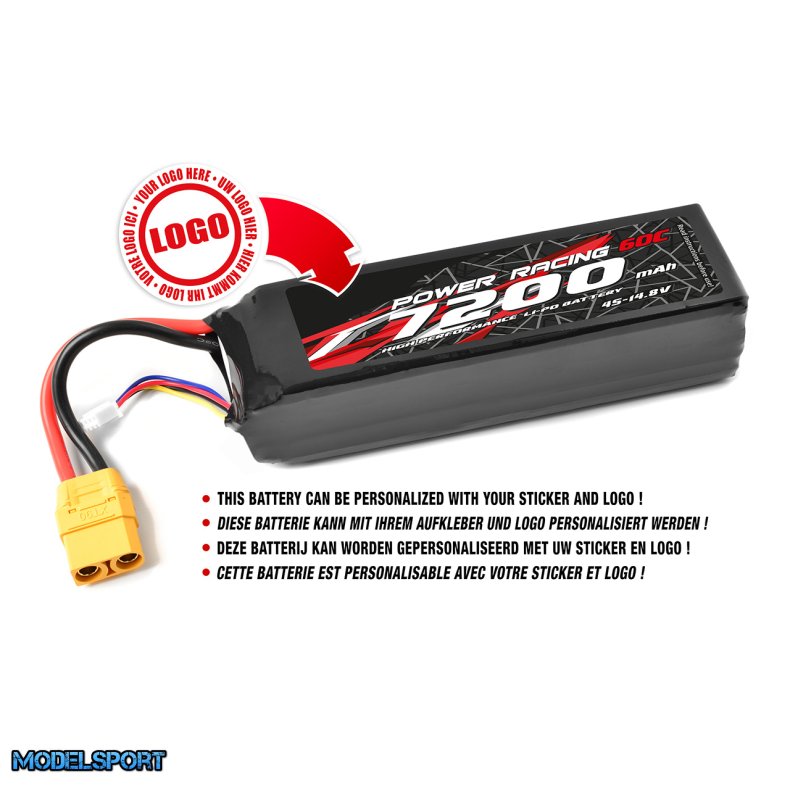 Private Label - Power Racing 60C - 7200Mah - 4S - 14,8V - XT-90 - Semi-Soft Case
