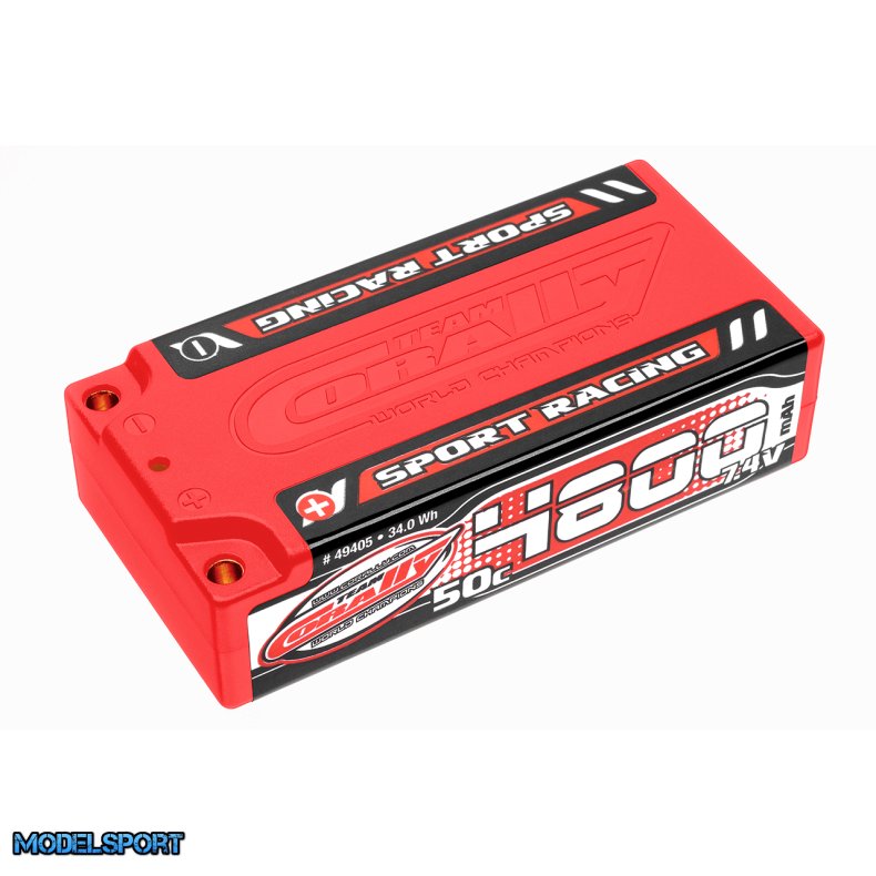 Team Corally - Sport Racing 50C LiPo Battery - 4800mAh - 7.4V - Shorty 2S - 4mm Bullit