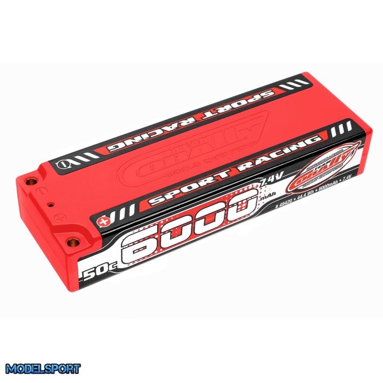 Team Corally - Sport Racing 50C LiPo Battery - 6000mAh - 7.4V - Stick 2S - 4mm Bullit