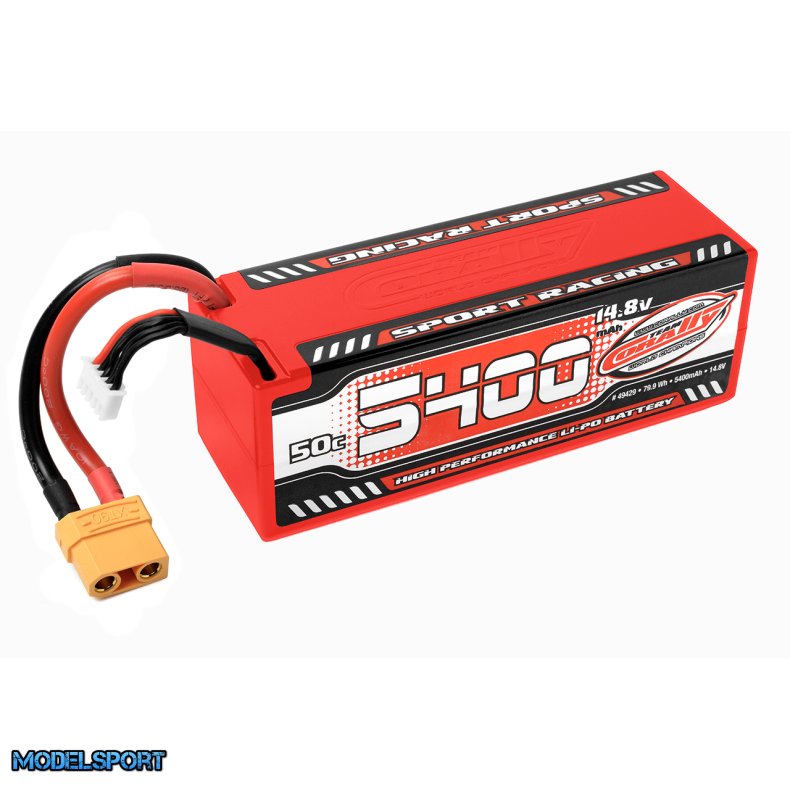 Team Corally - Sport Racing 50C LiPo Battery - 5400mAh - 14.8V - Stick 4S - Hard Wire - XT90