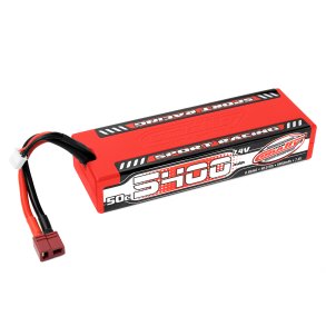 Team Corally - Sport Racing 50C LiPo Battery - 5400mAh - 7.4V - Stick 2S - Hard Wire - T-Plug
