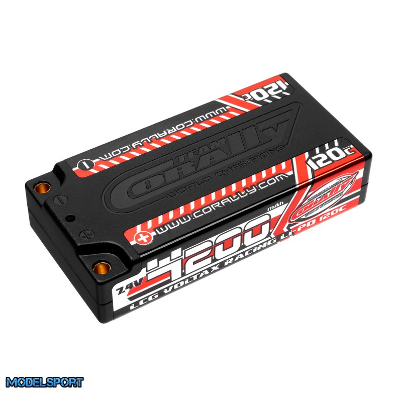 Team Corally - Voltax 120C LiPo Battery - 4200mAh - 7.4V - LCG Shorty 2S - 4mm Bullit