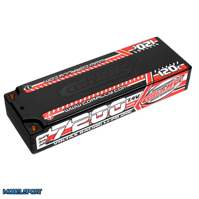 Team Corally - Voltax 120C LiPo Battery - 7200mAh - 7.4V - Stick 2S - 4mm Bullit
