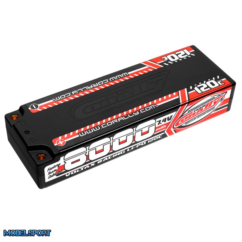 Team Corally - Voltax 120C LiPo Battery - 8000mAh - 7.4V - Stick 2S - 4mm Bullit