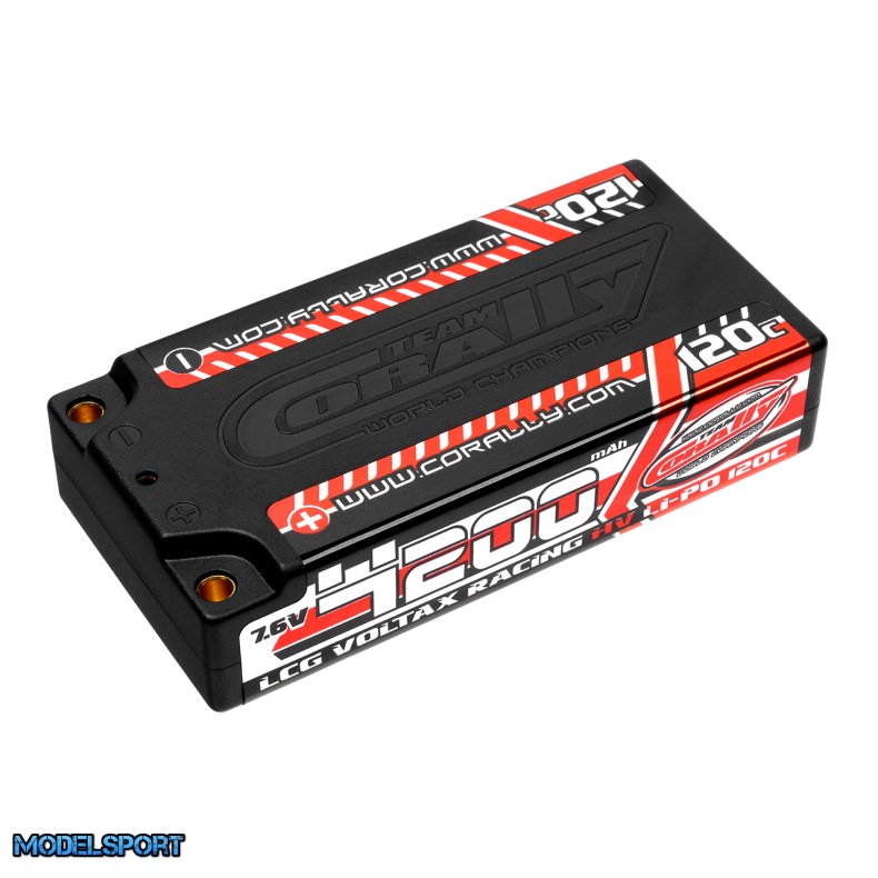 Team Corally - Voltax 120C LiPo HV Battery - 4200 mAh - 7.6V - LCG Shorty 2S - 4mm Bullit