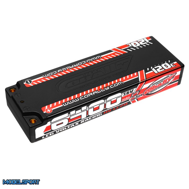 Team Corally - Voltax 120C LiPo HV Battery - 6400 mAh - 7.6V - LCG Stick 2S - 4mm Bullit
