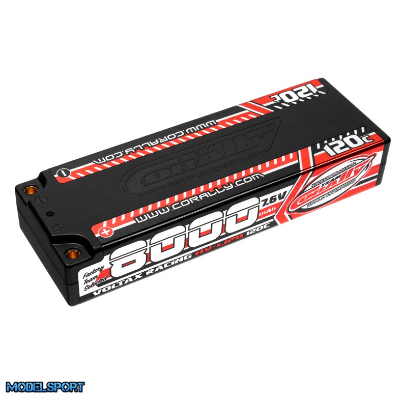 Team Corally - Voltax 120C LiPo HV Battery - 8000 mAh - 7.6V - Stick 2S - 4mm Bullit