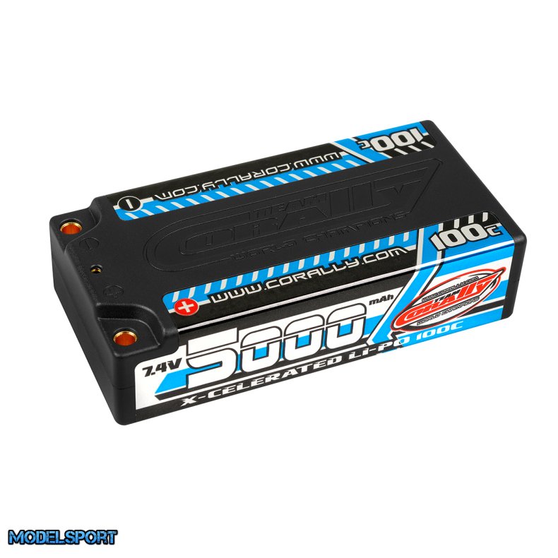 Team Corally - X-Celerated 100C LiPo Battery - 5000 mAh - 7.4V - Stick 2S - 4mm Bullit
