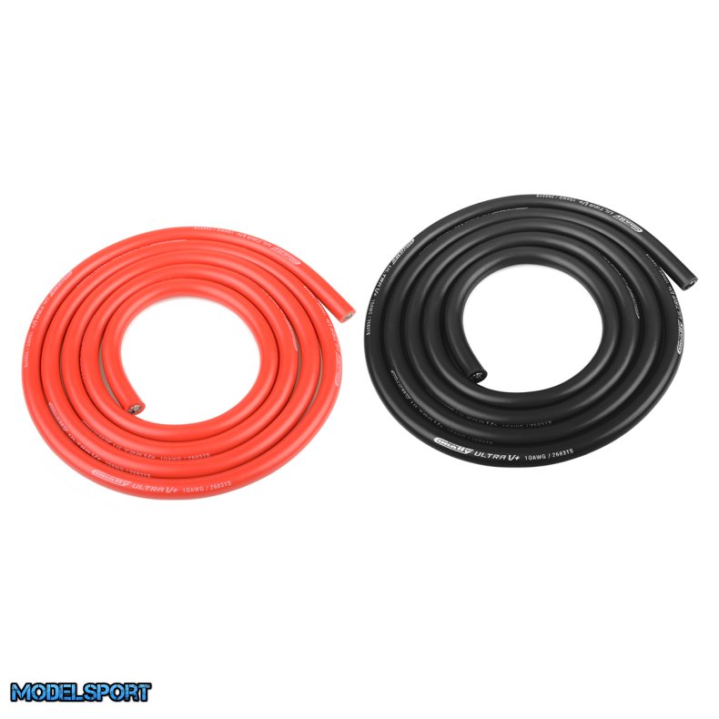 Team Corally - Ultra V+ Silicone Wire - Super Flexible - Black and Red - 10AWG - 2683 / 0.05 Strands - OD� 5.5mm - 2x 1m