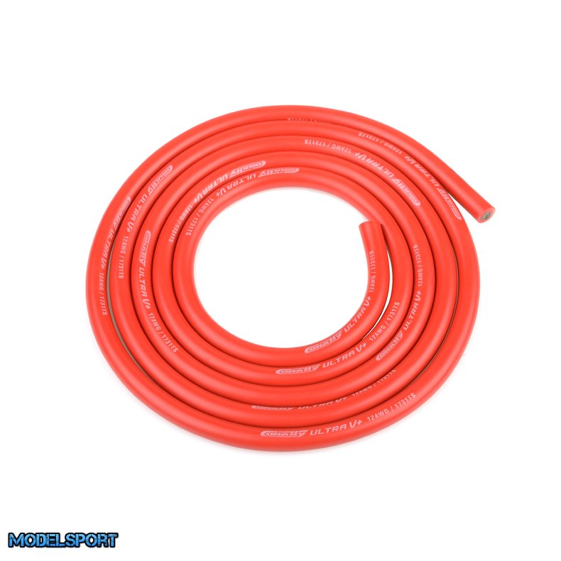 Team Corally - Ultra V+ Silicone Wire - Super Flexible - Red - 12AWG - 1731 / 0.05 Strands - OD� 4.5mm - 1m