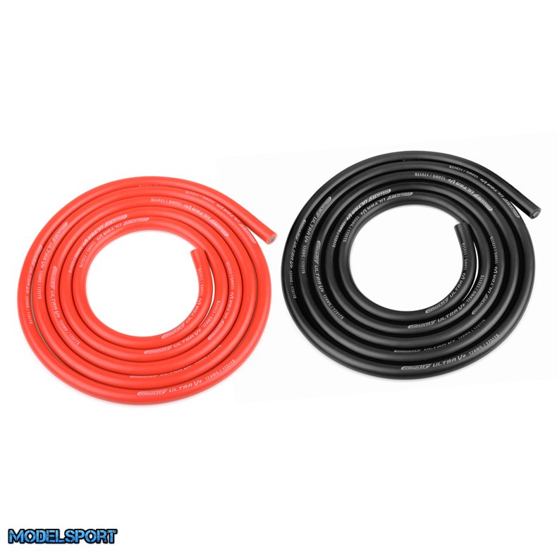 Team Corally - Ultra V+ Silicone Wire - Super Flexible - Black and Red - 12AWG - 1731 / 0.05 Strands - OD� 4.5mm - 2x 1m