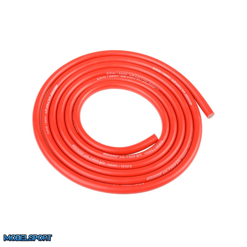 Team Corally - Ultra V+ Silicone Wire - Super Flexible - Red - 14AWG - 1018 / 0.05 Strands - OD� 3.5mm - 1m