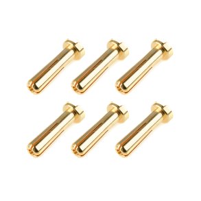 Team Corally - Bullit Connector 4.0mm - Male - Solid Type - Gold Plated - Ultra Low Resistance - Wire 90&deg; - 6 pcs