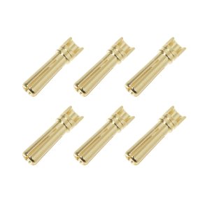 Team Corally - Bullit Connector 4.0mm - Male - Spring Type - Gold Plated - Wire Straight - 6 pcs