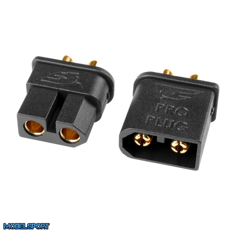 Team Corally - TC PRO Connector 3.5mm - Gold Plated Connectors - Reverse polarity protection - Male + Female - 1 pair