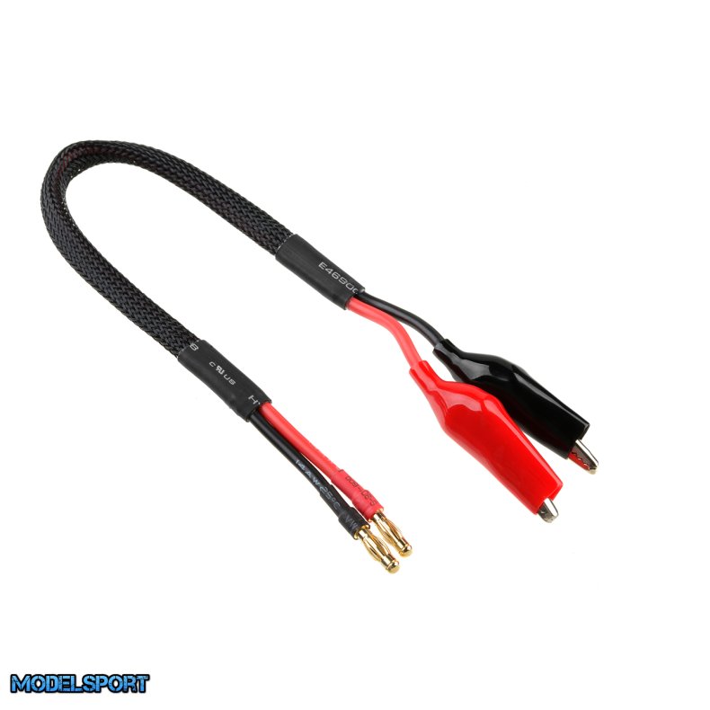 Team Corally - Charge Lead - Crocco Clips - 14 AWG ULTRA V+ Silicone Wire - 30cm - 1 pc