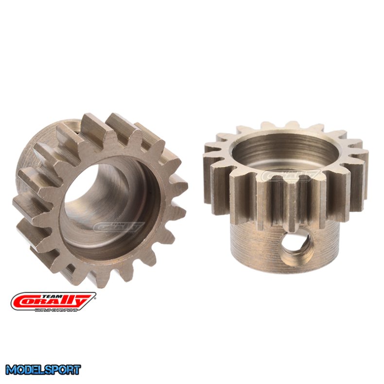 Team Corally - M1.0 Pinion  Short Wide Teeth  Hardened Steel - 18 Teeth - Shaft Dia. 8mm