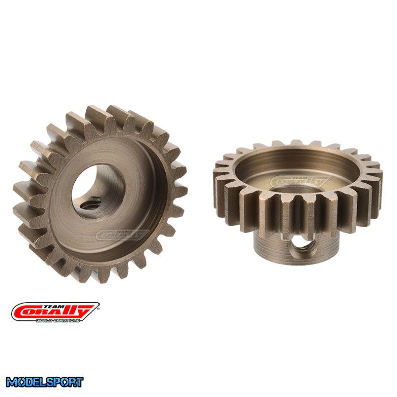 Team Corally - M1.0 Pinion  Short Wide Teeth  Hardened Steel - 24 Teeth - Shaft Dia. 8mm