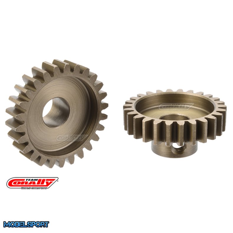 Team Corally - M1.0 Pinion  Short Wide Teeth  Hardened Steel - 25 Teeth - Shaft Dia. 8mm