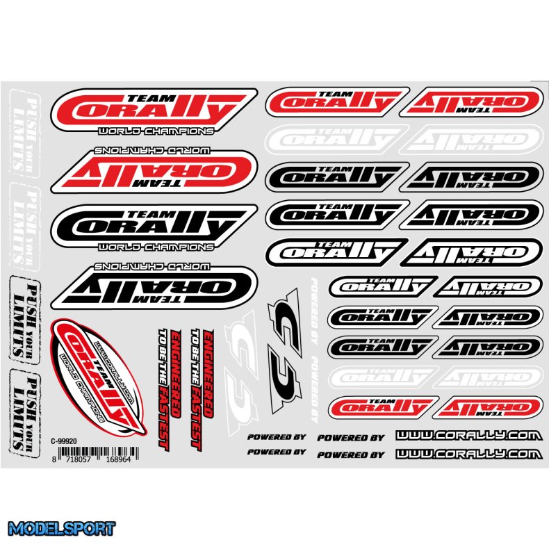 Team Corally - Sponsor Stickersheet CORALLY - Precut - 210x148mm - 1 pc