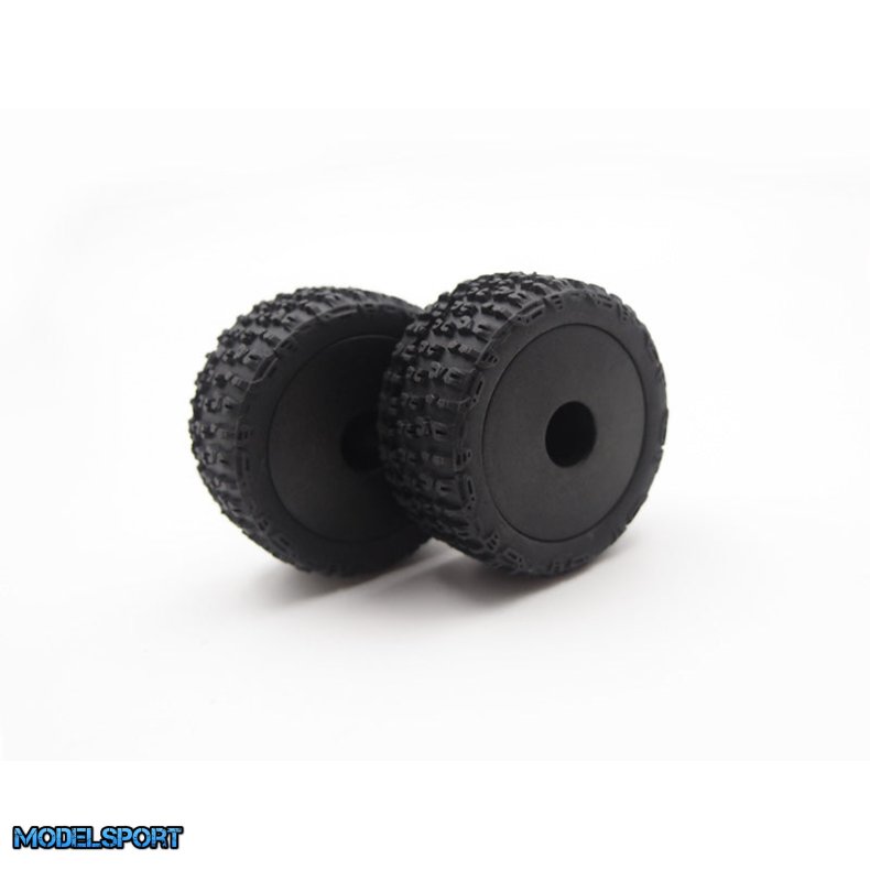 Carisma RC - GT24TR/T Black Wheels &amp; Pre-mounted Tyres 2pcs