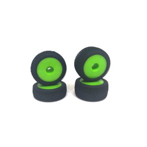 Carisma RC - GT24B MINI PINS RALLY TIRES SET MOUNTED (GREEN)
