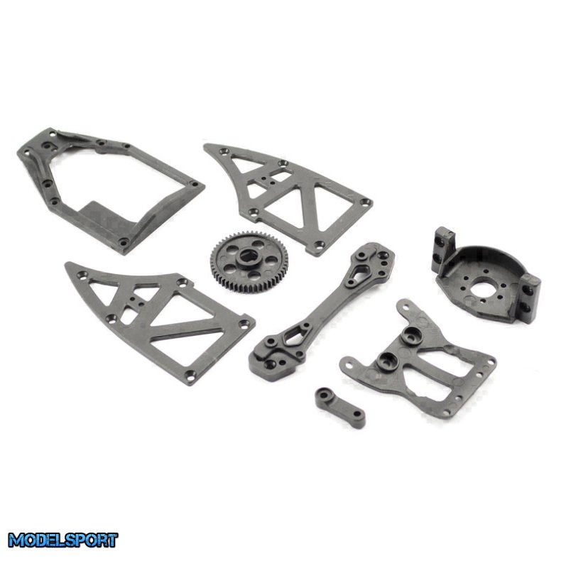 Ishima - Servo Top Plate + Motor Holder +Rear Shock Tower + Side Plates B +Servo Arm + Spur Gear 51T